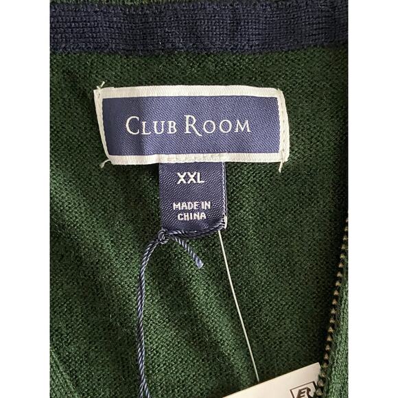 Club Room Men's XXL Quarter Zip Sweater Merino Wool Blend Dark Green NEW - Picture 8 of 11